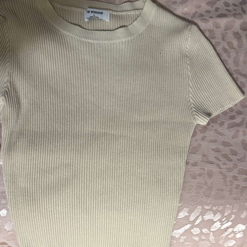 Beige Ribbed Knit Top